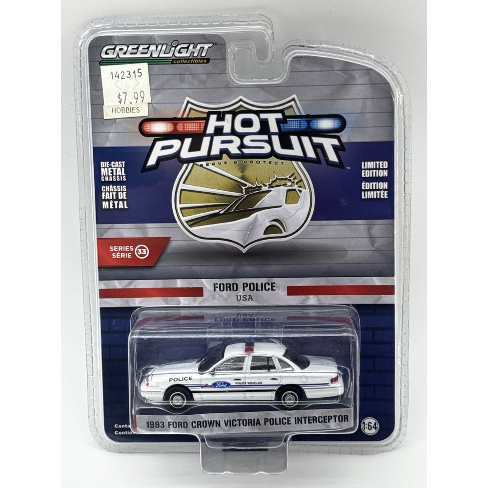 GreenLight Ford 1:64 Crown Victoria Police Car 1:64 Scale Die Cast White